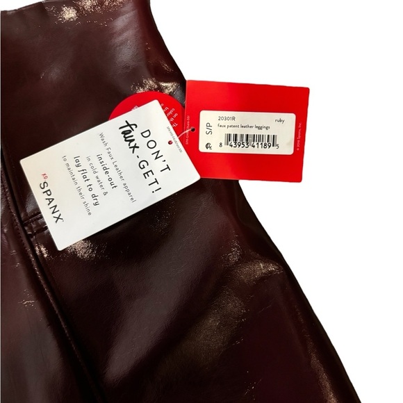 Spanx Burgundy Red Faux Leather High Waist Leggings Size Smalll - Picture 7 of 9